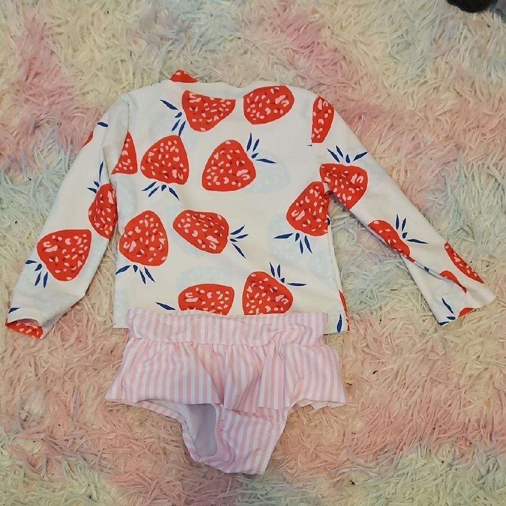 Strawberry Print Rash Guard Set